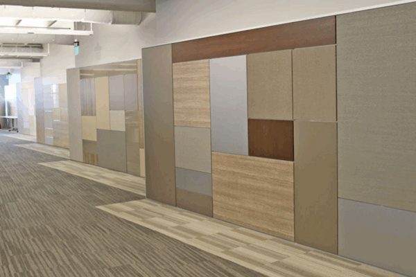 we installed these stylish interior wall coverings as part of a commercial paint restoration